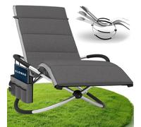 ELONEO Tumbona Mecedora de Exterior con Bolsillo, Silla Relax con Capacidad hasta 180 kg, Silla Mecedora de jardín, Tumbona Resistente a la Intemperie para balcón y terraza con cojín
