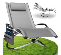 ELONEO Tumbona Mecedora de Exterior con Bolsillo, Silla Relax con Capacidad hasta 180 kg, Silla Mecedora de jardín, Tumbona Resistente a la Intemperie para balcón y terraza