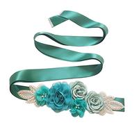 Elonglin Cinturón de cintura para mujer, con diseño de flores, con diamantes de imitación, para boda, fiesta, graduación, 270 cm, verde, 270x4cm