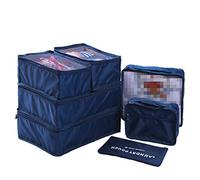 Elonglin Packing Cubes - Juego de 7 bolsas de almacenamiento de viaje, organizador de malla con cremallera, bolsas de compresión para equipaje Suicase, color azul oscuro