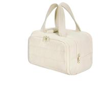 Elouva Toiletry Bag, 4-in-1 Multi-Functional Lightweight Makeup Bag, Large Capacity Wide-Open Travel Cosmetic Organizer, Puffy for Women with Handle (Beige)