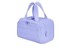 Elouva Toiletry Bag, 4-in-1 Multi-Functional Lightweight Makeup Bag, Large Capacity Wide-Open Travel Cosmetic Organizer, Puffy for Women with Handle (Purple)