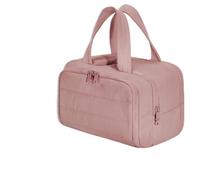 Elouva Toiletry Bag, 4-in-1 Multi-Functional Lightweight Makeup Bag, Large Capacity Wide-Open Travel Cosmetic Organizer, Puffy for Women with Handle (Dark Pink)