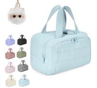 Elouva Toiletry Bag, 4-in-1 Waterproof Toiletry Bag, Large Capacity Wide-Open Travel Cosmetic Bags, with Handle for Accessories, Essentials, Toiletries (Blue)