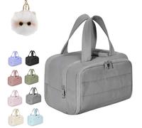 Elouva Toiletry Bag, 4-in-1 Waterproof Toiletry Bag, Large Capacity Wide-Open Travel Cosmetic Bags, with Handle for Accessories, Essentials, Toiletries (Gray)