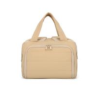 Elouva Toiletry Bag, Elouva Large Capacity Travel Cosmetic Bag for Women, 4-in-1 Multifunctional Lightweight Makeup Bags with Handle, Portable Waterproof Open Flat Organizer Bags (Khaki)