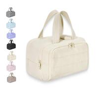 Elouva Toiletry Bag for Women, Large Capacity Wide-Open Travel Cosmetic Bag, with 4-in-1 Compartments, Wet & Dry Separation, with Handle (White)