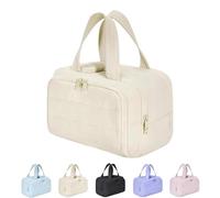 Elouva Toiletry Bag,Large Capacity Wide-Open Travel Cosmetic Bag,4-in-1 Multifunctional Lightweight Makeup Bags(Beige)