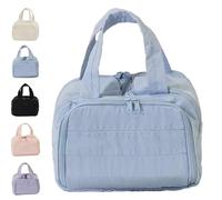 Elouva Toiletry Bag, Large Capacity Wide-Open Travel Cosmetic Bag, 4-in-1 Puffy Multi-Functional Lightweight Makeup Bags, Toiletries (Blue)
