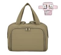 Elouva Toiletry Bag, Large Capacity Wide-Open Travel Cosmetic Bag Organizer, Puffy 4-in-1 Multi-Functional Portable Waterproof for Women Accessory, Essentials, Toiletries (Green)