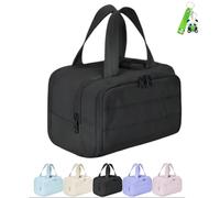 Elouva Toiletry Bag, Large Capacity Wide-Open Travel Cosmetic Bags for Women with Handle, 4-in-1 Multi-Functional Lightweight Waterproof Organizer Bags (Black)