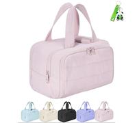 Elouva Toiletry Bag, Large Capacity Wide-Open Travel Cosmetic Bags for Women with Handle, 4-in-1 Multi-Functional Lightweight Waterproof Organizer Bags (Pink)