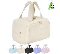 Elouva Toiletry Bag, Large Capacity Wide-Open Travel Cosmetic Bags for Women with Handle, 4-in-1 Multi-Functional Lightweight Waterproof Organizer Bags (Beige)