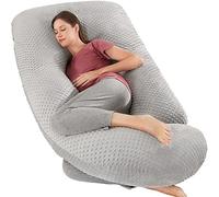 Elover Almohada de embarazo en forma de U para embarazadas con funda de terciopelo reemplazable y lavable, tamaño 60 pulgadas (gris claro, terciopelo)