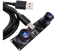 ELP 1080P Dual Lens USB Cámara Sincronización Webcam Board Alta Velocidad 60fps Lightburn Cámara Mini UVC USB2.0 Grabador láser Módulo de cámara para computadora Raspberry Pi (lente sin distorsión de
