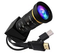 ELP Cámara 4K HDMI USB con zoom manual, cámara web de doble salida, teleobjetivo para computadora, TV, proyector de 5-50 mm, cámara de zoom 10X, mini cámara de combustión de luz, cámara de seguridad