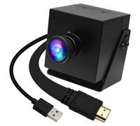 ELP Cámara de ojo de pez USB HDMI 4K para computadora, mini cámara de quemadura de luz para grabador láser, pantalla HDMI tipo C, cámara web simultánea USB 2.0, cámara web con zoom digital 2X, H.264 8