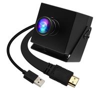 ELP Cámara HDMI USB de gran angular 4K para monitor de computadora, salida simultánea, mini UVC USB2.0, cámara web, zoom digital 2x, cámara de seguridad USB H.264 de 8 MP (lente libre de distorsión de