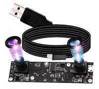 ELP Cámara USB 1080P 2 megapíxeles Dual Lente 3D estéreo VR cámara HD OTG UVC Plug and Play USB 2.0 Video Webcam Módulo de cámara para Android, Linux, Windows, Mac