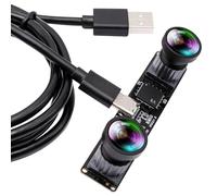 ELP Cámara USB de 60 fps, sincronización de 4 MP, doble objetivo USB, cámara con objetivo de 120 grados sin distorsión, 1080P de alta velocidad, cámara de ordenador estéreo 3D para la detección