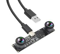ELP Cámara web 3D estéreo 60fps USB 1080P de alta velocidad con sincronización de ojo de pez de 180 grados, doble objetivo 4 MP cámara VR