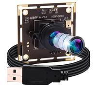 ELP Cámara web de 1080P con micrófono, sensor IMX323, módulo de cámara USB Full HD H.264, Plug and Play, cámara web de 2 megapíxeles 30FPS gran angular de baja iluminación USBFHD06H-L180