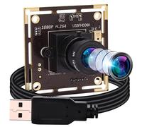 ELP Cámara web de transmisión 1080P con micrófono, sensor de 2MP IMX322 H.264 módulo de cámara USB, lente HD de 3.6 mm, Plug and Play, Raspberry Pi, cámara web de baja iluminación USBFHD06H-L36