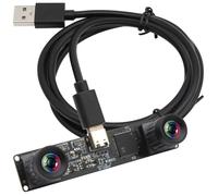 ELP Módulo de cámara USB monocromático con obturador global de 210 fps, sincronización de doble lente B/W Web para PC, 800P 120 fps Lightburn, USB2.0 OmniVision OV9281 binocular (lente 83 sin