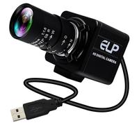 ELP Webcam de 8 megapíxeles con lente HD de 5 - 50 mm, HD Streaming Camera USB compatible con Windows/Linux/Android Computer Zoom Web Cámara Plug & Play para PC de escritorio, portátil, USB8MP02G-MFV