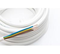 Elpar NYM-J Cable de alimentación de alta capacidad, 3 x 1,5 mm², blanco, robusto, flexible, testado de seguridad, ahorro de energía, duradero (15 m) para electrodomésticos e instalaciones eléctricas