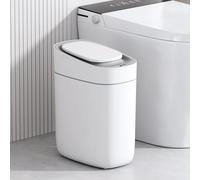ELPHECO Bote de basura automático para baño con tapa, 2.5 galones, con sensor delgado, cubo de basura de plástico estrecho de 9 litros, contenedor de basura impermeable con sensor de movimiento para