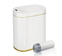 ELPHECO Bote de basura de baño con tapa, mariposa, sensor de movimiento, decoración de baño, papelera automática, accesorios de baño, cocina, sala de estar, oficina, oro blanco