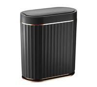 ELPHECO Bote de basura negro para baño con tapa, contenedor de basura con sensor de 2 galones, cubo de basura estrecho automático, bote de basura inteligente impermeable, cubos de basura delgados con