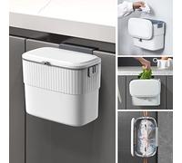 ELPHECO Cubo de basura colgante de 1.8 galones con tapa, cubo de basura de 7 litros montado en la pared para puerta de armario de cocina, cubo de basura pequeño debajo del fregadero para armario, baño