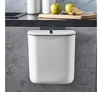 ELPHECO Cubo de basura colgante de 9,5 litros con tapa, para puerta de armario de cocina, debajo del fregadero, cubo de basura de plástico, contenedor de compostaje montado en la pared abierto,