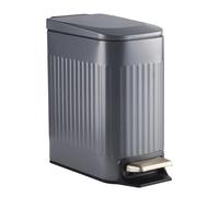 ELPHECO Cubo de basura de baño de 7 litros con pedal interior con tapa de cierre suave, elegante de acero inoxidable para espacios pequeños, rectangular gris