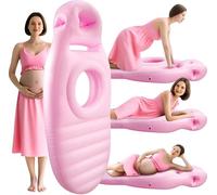 Elprico Almohadas de Embarazo para Dormir, Almohada de Embarazo Inflable con Agujero del Vientre para el Apoyo para Dormir, Masajes y Yoga (Pink)