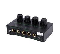 Elprico Amplificador de Auriculares Estéreo de 4 Canales, Divisor de Audio Portátil con Controles de Volumen Individuales y Energía USB, Amplificador de Auriculares de Metal para