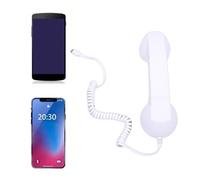 Elprico Auricular de Teléfono Retro, Receptor de Teléfono con Cable Tipo C con Micrófono con Cancelación de Ruido y Control Deslizante de Volumen, para Conferencias Telefónicas y (White)