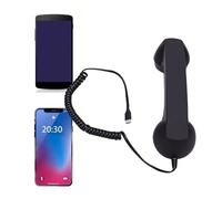 Elprico Auricular de Teléfono Retro, Receptor de Teléfono con Cable Tipo C con Micrófono con Cancelación de Ruido y Control Deslizante de Volumen, para Conferencias Telefónicas y (Black)