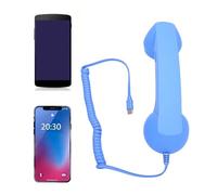 Elprico Auricular de Teléfono Retro, Receptor de Teléfono con Cable Tipo C con Micrófono con Cancelación de Ruido y Control Deslizante de Volumen, para Conferencias Telefónicas y (Blue)