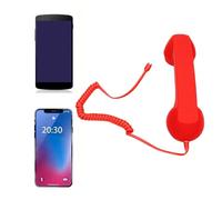 Elprico Auricular de Teléfono Retro, Receptor de Teléfono con Cable Tipo C con Micrófono con Cancelación de Ruido y Control Deslizante de Volumen, para Conferencias Telefónicas y (Rojo)