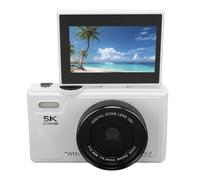 Elprico Cámara WiFi Compacta con 75MP, Video Ultra HD 5K, AI AI Autofocus, Detección de Sonrisa y Zoom Digital de 18x, para Viajes, Vlog y Photography Anti Shake (White)