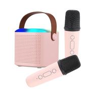 Elprico Juego de Altavoces con Micrófono con Luces de Colores RGB, Kit de Tecnología BT5.3 para Cantar en Familia, Calidad de Sonido Profesional, Diseño Portátil (Pink)