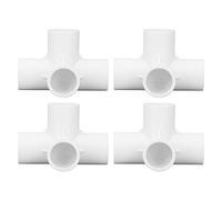Elprico Kit de Conector Resistente de Montaje de PVC de 4 Vías para Muebles, Juego de 10 Piezas de Tubo de Salida para Proyectos Domésticos (WHITE)