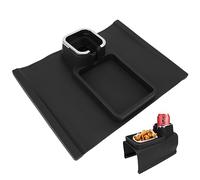 Elprico Portavasos para sofá, Portavasos de Silicona para sofá y Bandeja para Reposabrazos de sofá, Bandeja para Mesa de sofá para Mando a Distancia Fuerte y Ponderado/Aperitivos/teléfono (Negro)