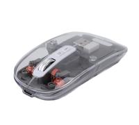 Elprico Ratón Inalámbrico Bluetooth, Trimodo BT1 BT2 2,4 GHz USB C, Ratón Recargable para Ordenador, Ratón Silencioso Totalmente Transparente con Receptor USB y Luz de Respiración de
