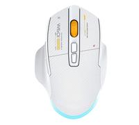 Elprico Ratón Inalámbrico para Juegos, 12800DPI 2.4G/Bluetooth 5.4/USB-C Ratones Gamer de 3 Modos, Ratón Inalámbrico Ergonómico Programable de 7 Teclas, Potente Capacidad y (White)