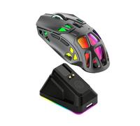 Elprico Ratón Inalámbrico para Juegos X9pro con Base RGB, Conexión por Cable BT 2,4G (Gray)