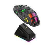 Elprico Ratón Inalámbrico para Juegos X9pro con Base RGB, Conexión por Cable BT 2,4G (Negro Forjado)